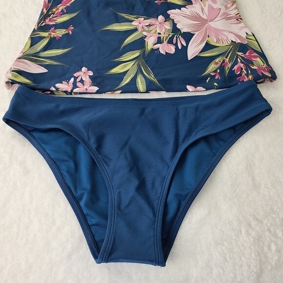 Cupshe Blue Ruffle Tankini Set NWT Tank Top and Bikini Swimsuit  Sz Small - Picture 4 of 16